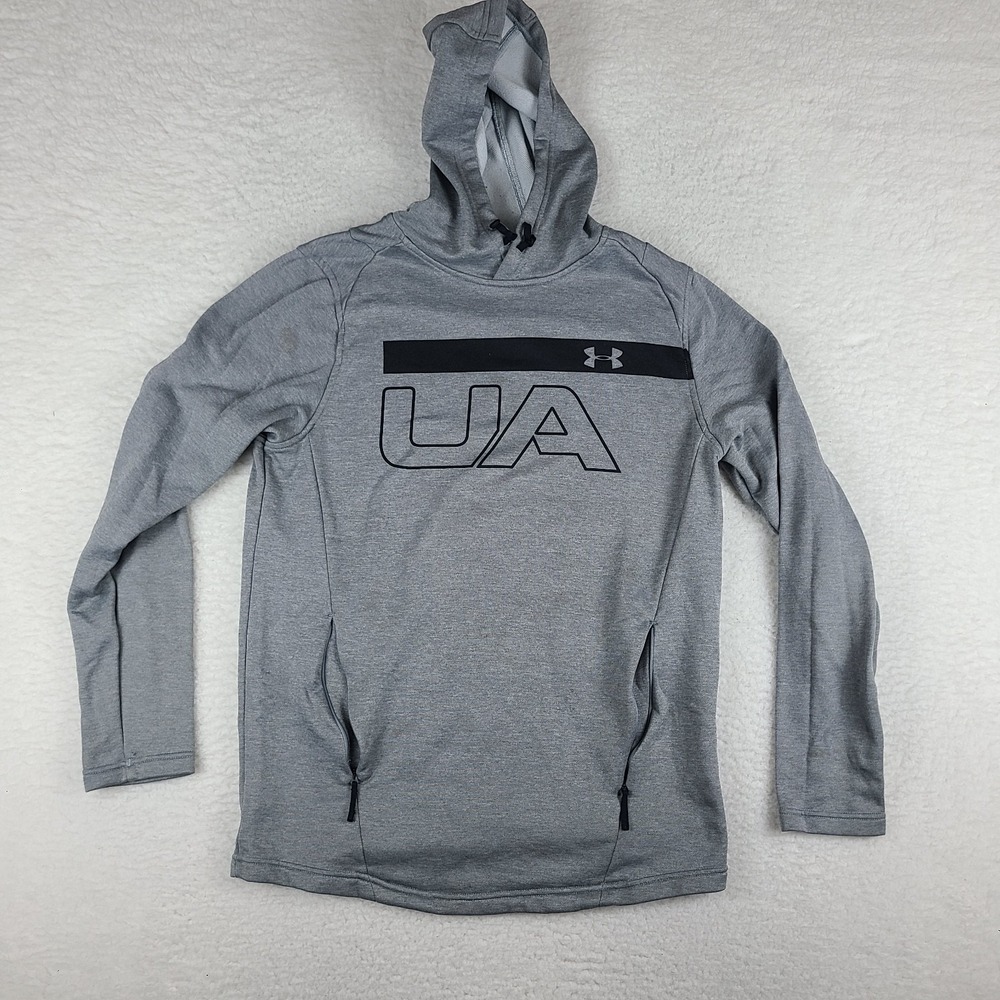 Under Armour Hoodie Mens Small Gray Fitted Coldgear Sweater Activewear Zipper‎ *